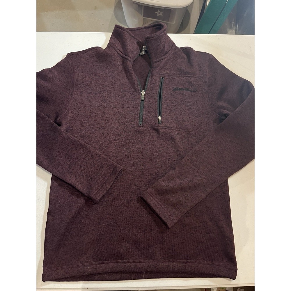 Eddie Bauer 1/4 Zip Fleece Polyester‎ Men's S Maroon Super Soft